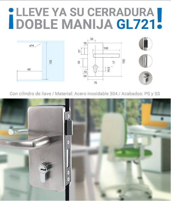 Cerradura doble manija GL721 de Olimpia Hardware